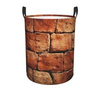 Panier De Chambre D'Enfant Impression Murale En Briques Usées Anciennes Laundry Basket Rond Corbeille De Rangement Portable Panier À Linge Pour Buanderie La Salle De Bain 40X50Cm
