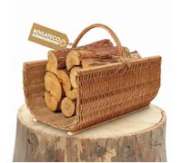 Panier de cheminée - BOGATECO - 60 x 47 cm - Doublure jute - Osier naturel - Poignée renforcée