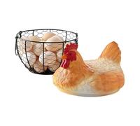 Panier de collecte d'œufs Récipient vintage en métal | Porte-œufs avec couvercle en forme de poule pour Rassemblement Fermier, Décor de Cuisine, Pâques, Fruits, Snack