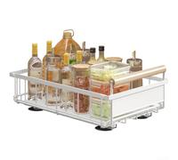Panier de cuisine extensible sous évier pliable en fer (blanc - petit) | Design pliable, économise de l'espace, fer robuste, rail lisse, utilisable sous l'évier