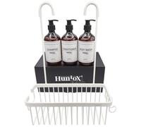 Panier de douche - À suspendre au robinet - Aluminium inoxydable - Blanc - Avec 3 flacons distributeurs - Pour salle de bain