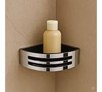 Panier de douche d'angle AquaCraft 400 40000101-00, insert noir amovible, chromé