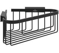 Panier de douche d'angle Villeroy & Boch Elements - Tender, tablette de douche d'angle pour montage mural, serviteur de douche d'angle en zinc, accessoires de douche, 260 x 206 x 82 mm, noir mat