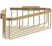 Panier de douche d'angle Villeroy & Boch Elements - Tender, tablette de douche d'angle pour montage mural, serviteur de douche d'angle en zinc, accessoires de douche, 260 x 206 x 82 mm, doré brossé