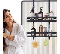 Panier de douche en acier inoxydable, double épaisseur, à suspendre, sans perçage, crochets inclus