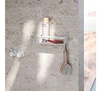 Panier de douche Hewi série 480 avec crochets 480.03.00160DX, acier inoxydable thermolaqué, blanc mat