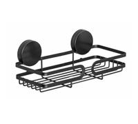 WENKO Tablette Murale Pavia Noire Static-Loc Plus | étagère de SDB | sans percage | Fixation fiable par adhérence Statique sur Les Surfaces Lisses imperméables à l'air | 26 x 9,7 x 12cm | Acier