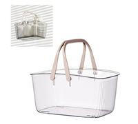 Panier de Douche, Panier de Rangement de Douche en Plastique Transparent avec Poignée et Trous de Drainage, Organisateur de Rangement Fourre-tout Portable pour Salle de Bain de