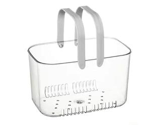 Panier de douche transparent efficace pour la gestion des produits de toilette avec architecture de drainage et profil visuel minimaliste (blanc)