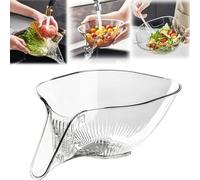 Panier de drainage multifonction en forme de bec de canard transparent avec insert de drainage, pour légumes, fruits, pâtes et autres aliments (transparent)