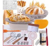 Panier de fermentation au levain - Panier de fermentation rond - Panier de fermentation ovale - Balance de cuisine - Kit de démarrage pour la fabrication de pain au levain - Inclut une plaque de cuiss