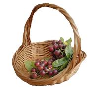 Panier de fleurs en osier - panier rustique naturel ovale ovale | Panier tissé en osier avec poignée | Paniers de jardin pour rassembler des contenants de nourriture pour les légumes pour la fête