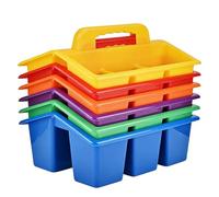 Panier de fournitures artistiques pour salle de onteneur de rangement en PP 27 x 18,5 x 18 cm, ensemble de 6 couleurs, organisateur de compartiments avec poignée de transport | Crayon stylo