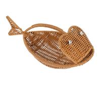Panier de Fruits Poisson Tressé Imitation Rotin Petit Modèle | Fer et Pp, Panier de Rangement, pour Fruits et Couverts, Comptoir la Cuisine, Marron