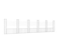 Panier de gabion en forme de U AKOZON - 620x20x150 cm - Fer résistant à la rouille - 6 poteaux inclus