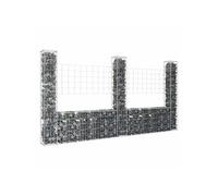 Vidaxl Panier De Gabion En Forme De U Avec 3 Poteaux Fer 260x20x150 Cm