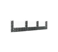Panier de gabion en forme de U avec 4 poteaux Fer 380x20x100 cm