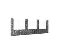 Vidaxl Panier De Gabion En Forme De U Avec 4 Poteaux Fer 380x20x150 Cm