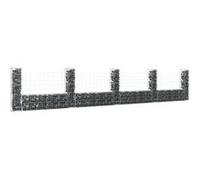 vidaXL Panier de gabion en U avec 5 poteaux fer 500 x 20 x 100 cm