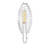 Panier de gril à poissons, panier à long manche, poignée en bois | Charnière pliable, maille antirouille, poignée résistante à la chaleur, grille robuste, panier en forme de poisson