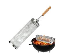 Panier de gril à rouler - Filet de gril gigogne, cage de gril portable en maille métallique, panier à rouler en acier inoxydable longue durée de vie | Panier de gril cylindrique robuste pour légumes