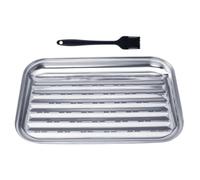 Panier de Grillade en Acier Inoxydable, avec Poignées, égouttage | Motif Ondulé, Maille Robuste, pour Viande et Fruits de Mer, Barbecue Camping, avec Brosse