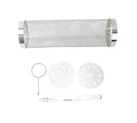 Panier de grillade roulant en acier inoxydable, panier de grill cylindrique, panier à barbecue en treillis métallique avec crochet et fourchette pour les pique-niques en camping et (29,5 cm/11,6