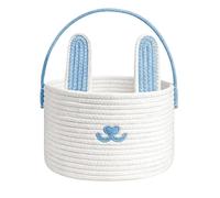 Panier de Pâques avec poignée, corde en coton tressé, panier de chasse aux œufs de Pâques, panier de chasse aux œufs pour filles, tout-petits, bébés, nourrissons