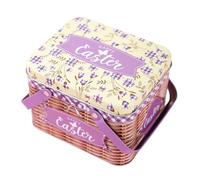 Panier de Pâques - Boîte à bonbons en métal avec couvercle et poignée | Boîte à bonbons - Porte décorative pour chocolats pour fêtes, chaussettes rembourrées, cadeaux pour rendez-vous,