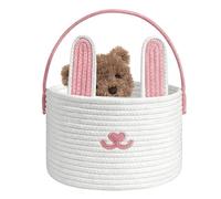 Panier de Pâques - Corde De Coton Tressé, Panier Avec Poignée Lapin | Garçons Filles Bonbons Jouets Snack Fêtes Vacances Décorations Saisonnières Célébrations Printemps Chasse Aux