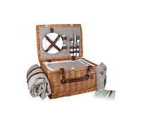 Panier de pique-nique isotherme avec nappe et accessoires - 2 personnes - Gris -