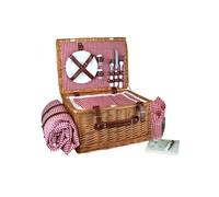Panier de pique-nique isotherme avec nappe et accessoires - 2 personnes - Rouge -