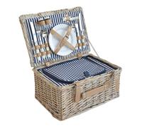 Panier de pique-nique Lumparland pour 2 personnes avec poche isotherme naturel blanc bleu