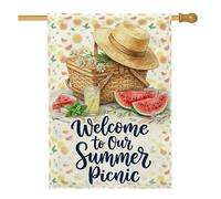Panier de pique-nique pour maison, drapeau d'été décontracté avec limonade pastèque jaune d'été double face en toile de jute décorative pour extérieur, pelouse, cour, patio, entrée 71,1 x 101,6 cm