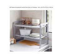 Panier de placard cuisine Sous Evier à 2 niveaux - Dx® - Gris - Forte capacité de charge