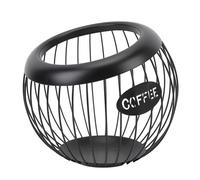 Panier de Pod à café Panier Filaire de Grande capacité Pods en Fer Organisateur de Tasse de Rangement, Tasse Black K Noire de 35 avec Couvercle en Bois pour Comptoir de