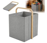 Panier de Rangement 58L Pliable, Cube avec Armature en Bambou | pour Vêtements Dressing, Jouets, Salle de Bain | Tissu Oxford 600D Résistant, 32 x 32 x 50 cm | Idéal comme Panier à Linge | Gris