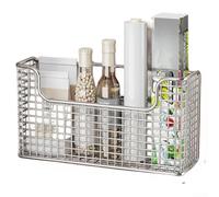 Panier de rangement à suspendre pour porte d'armoire pour le rangement de petits articles de cuisine (argenté)