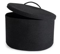 Panier de rangement avec couvercle, 32 litres, en corde de coton, pliable, 40x25 cm, couleur noire