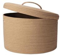 Panier de rangement avec couvercle, 32 litres, en corde de coton tressée, pliable, dimensions 40 x 25 cm, en jute
