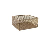 Panier de Rangement - Box and Beyond - 32 x 32 x 14 cm - Métal Doré - Avec Poignées - Ajouré - Rangement, Déco