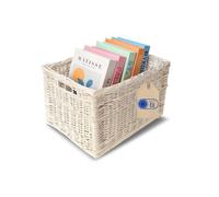 Panier de rangement - CREATIVE HOME - Rectangulaire 40x30x24 cm - Blanc - Osier naturel - Poignées, 5 kg