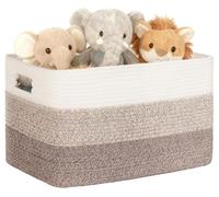 Panier de rangement de 45 litres, corde en coton tressée, avec poignées, dégradé de couleurs marron