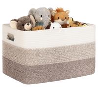 Panier de rangement de 86 litres, corde en coton tressée, avec poignées, dégradé de couleurs marron, dimensions : 60 x 40 x 36 cm