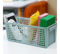 Panier de Rangement de Bureau, Rectangulaire de Grande Capacité, Bac de Rangement en Plastique Ventilé Ajouré, Petit Panier Organisateur de Bureau, Bacs de Rangement pour Chambre à Coucher,(Large)