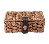 Panier de rangement décoratif - Conteneur avec couvercle naturel, panier en jacinthe tissé à la main, organisateur avec couvercle rabattable | Convient pour le salon, la chambre, la salle de bain, les