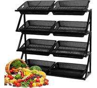 Panier de rangement empilable pour garde-manger, armoire, réfrigérateur, supermarché - Assemblage facile, présentation de fruits et légumes
