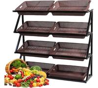 Panier de rangement empilable pour garde-manger, armoire, réfrigérateur, supermarché - Assemblage facile, présentation de fruits et légumes