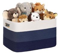 Panier de rangement en corde de coton, 60 litres, dégradé de couleurs bleu, avec poignées