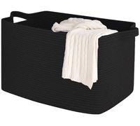 Panier de rangement en corde de coton, 63 litres, noir, avec poignées